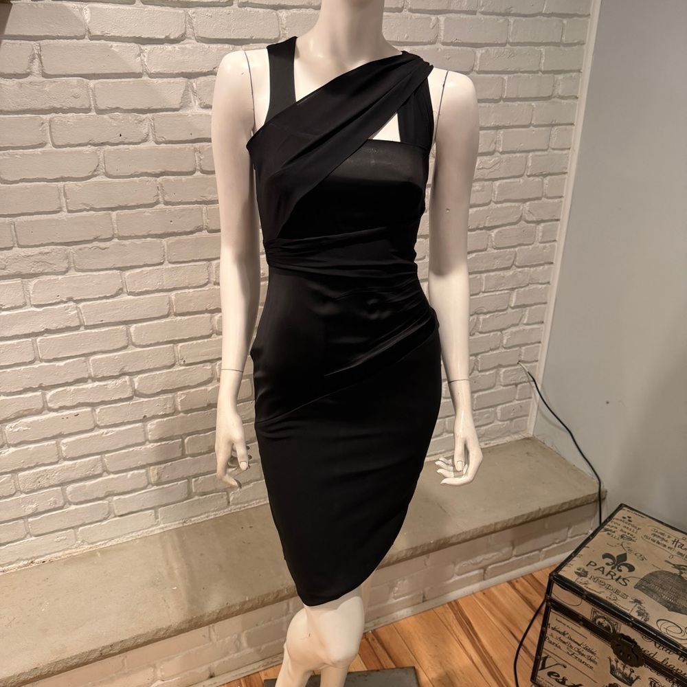REISS Black Asymmetrical One Shoulder Cocktail Size 4 NWT Bodycon - Picture 4 of 15